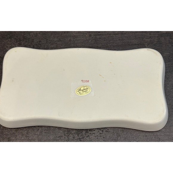 Andrea by Sadek Porcelain Vanity Set Tray and 2 Picture Frames Floral Black 7208 - Picture 4 of 11